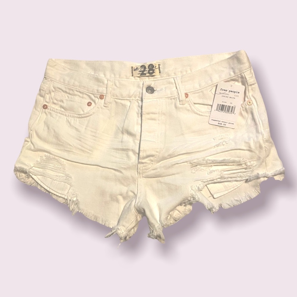BNWT Free People white jean cutoff shorts sz 28